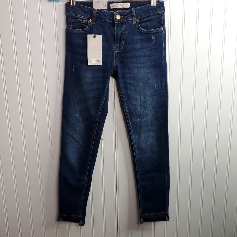 Zara Z1975 Mid Rise Distressed Skinny Jean Size 2